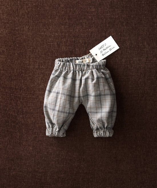 pantalon de bebe diseño balloon con estampado de cuadros de principe gales-KALA